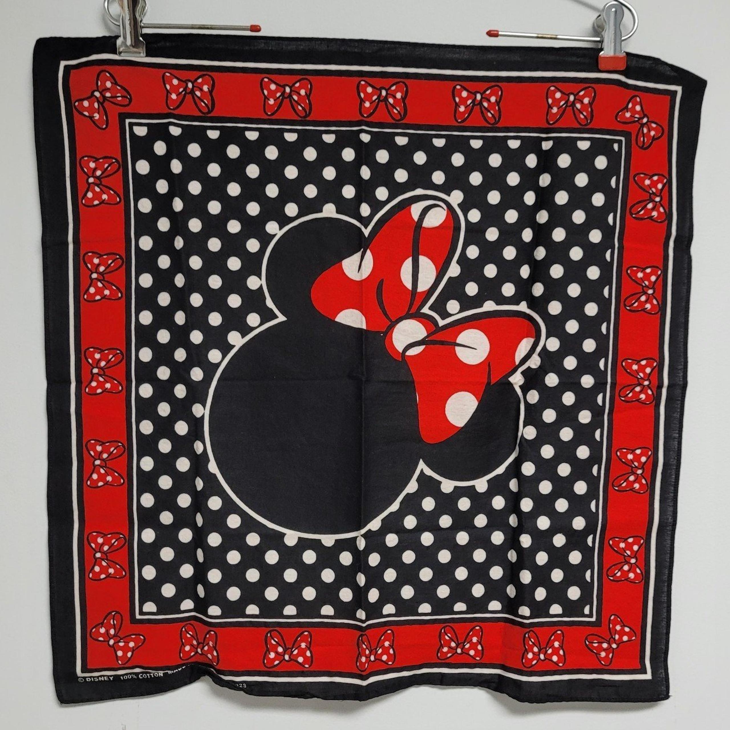 Disney Minnie Mouse Bandana Handkerchief Scarf Head Wrap Polka Dot Black Red