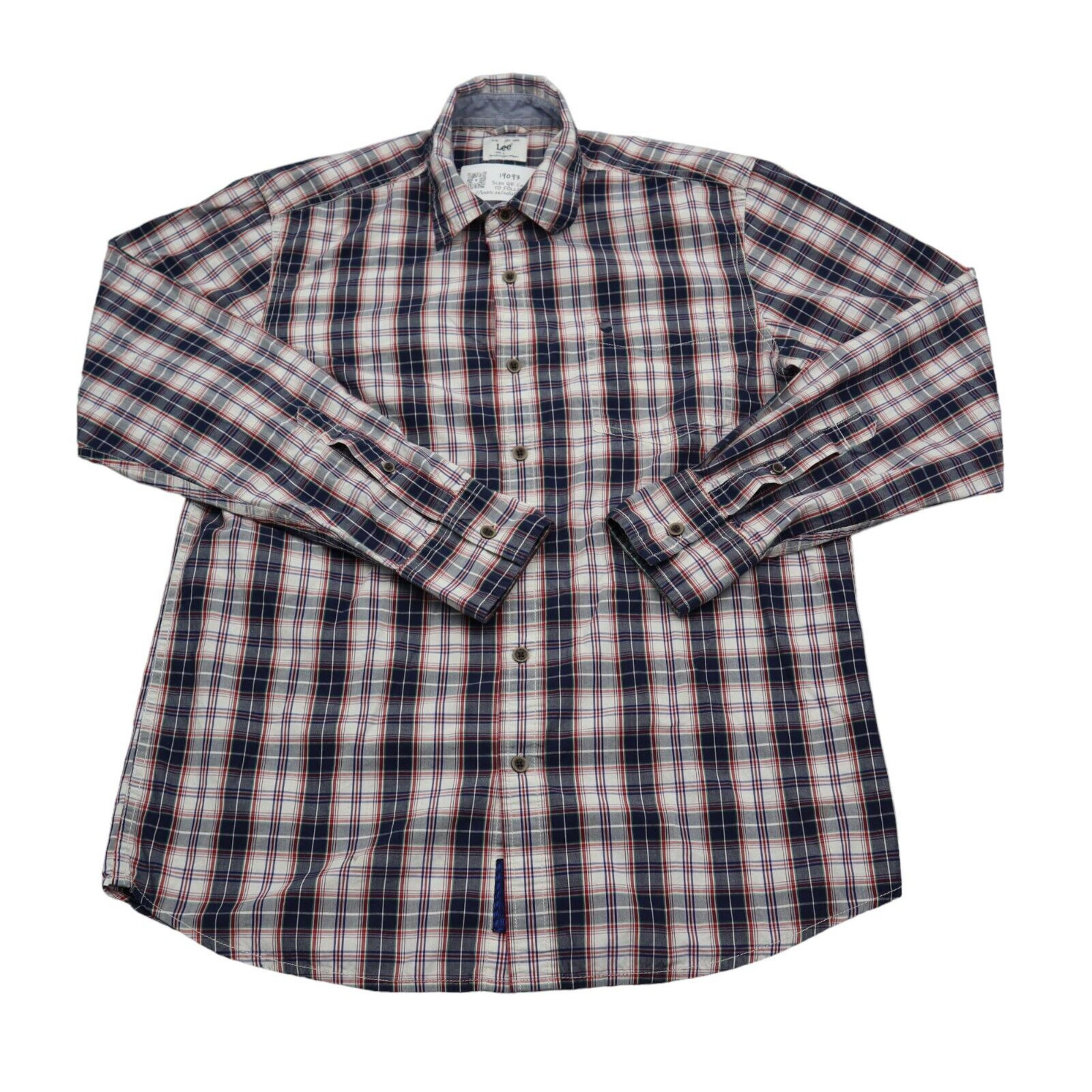 Lee Shirt Mens L Multicolor Long Sleeve Collared Plaid Cotton Pocket Button Up
