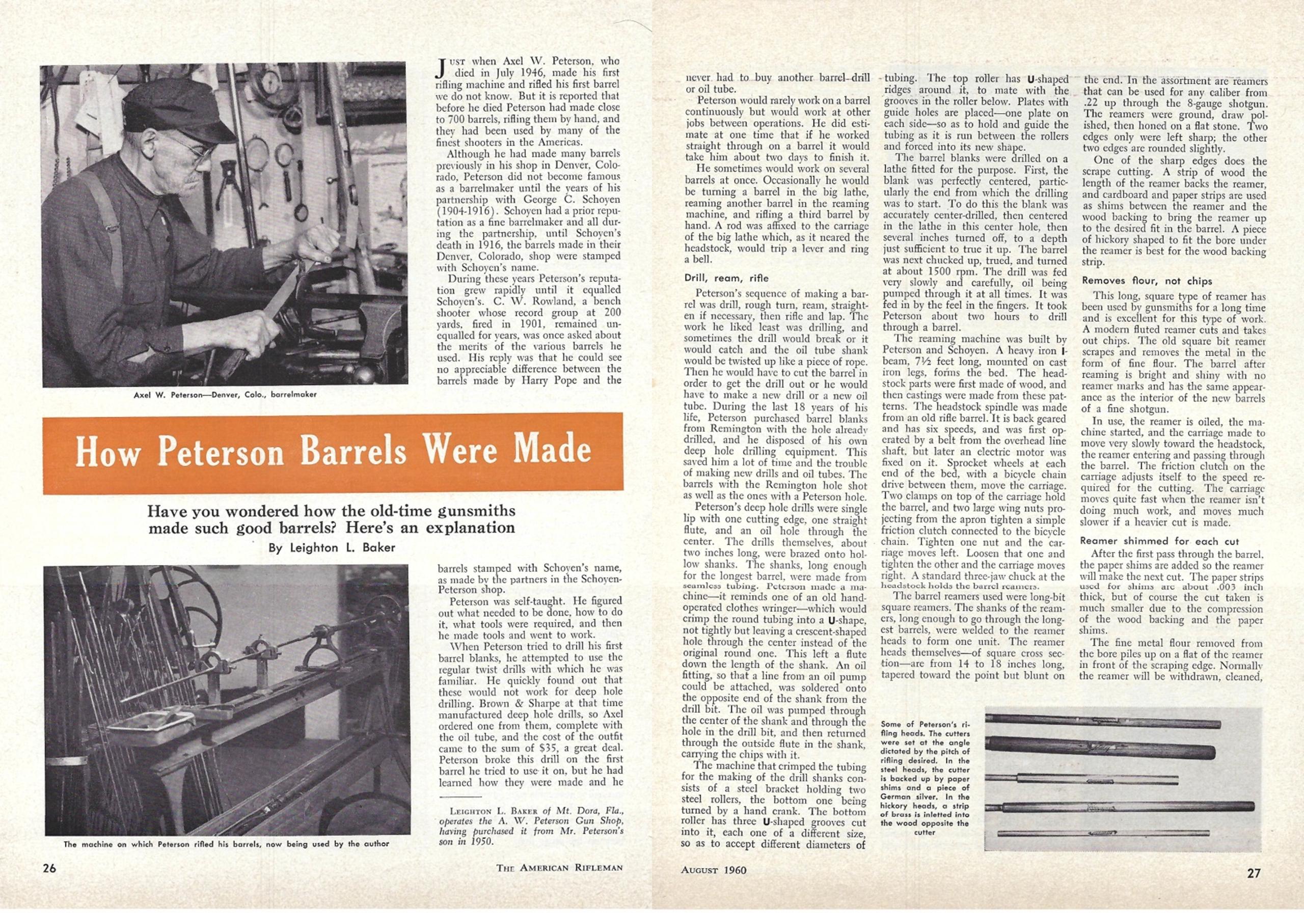 1960 American Rifleman How Peterson Barrels Were Made Vintage Print Ad/Article