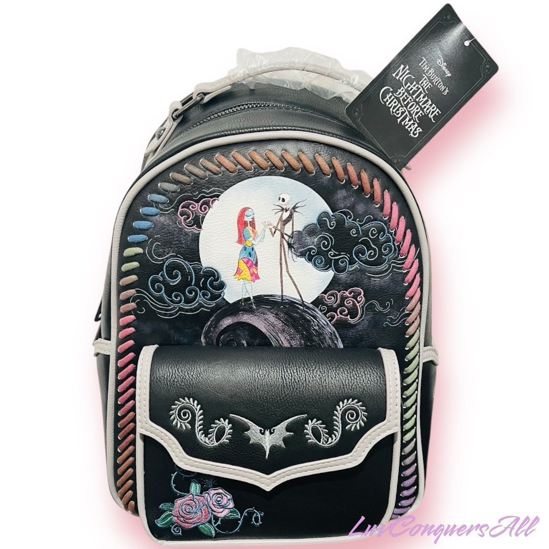 Disney Nightmare Before Christmas Jack & Sally Spiral Hill Rose Mini Backpack