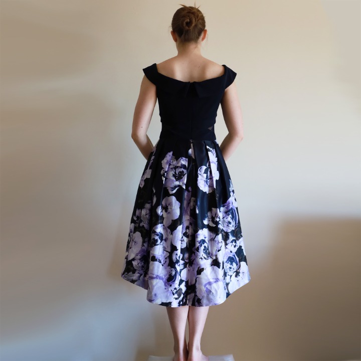 XSCAPE Navy, Lavender Floral HiLow Dress