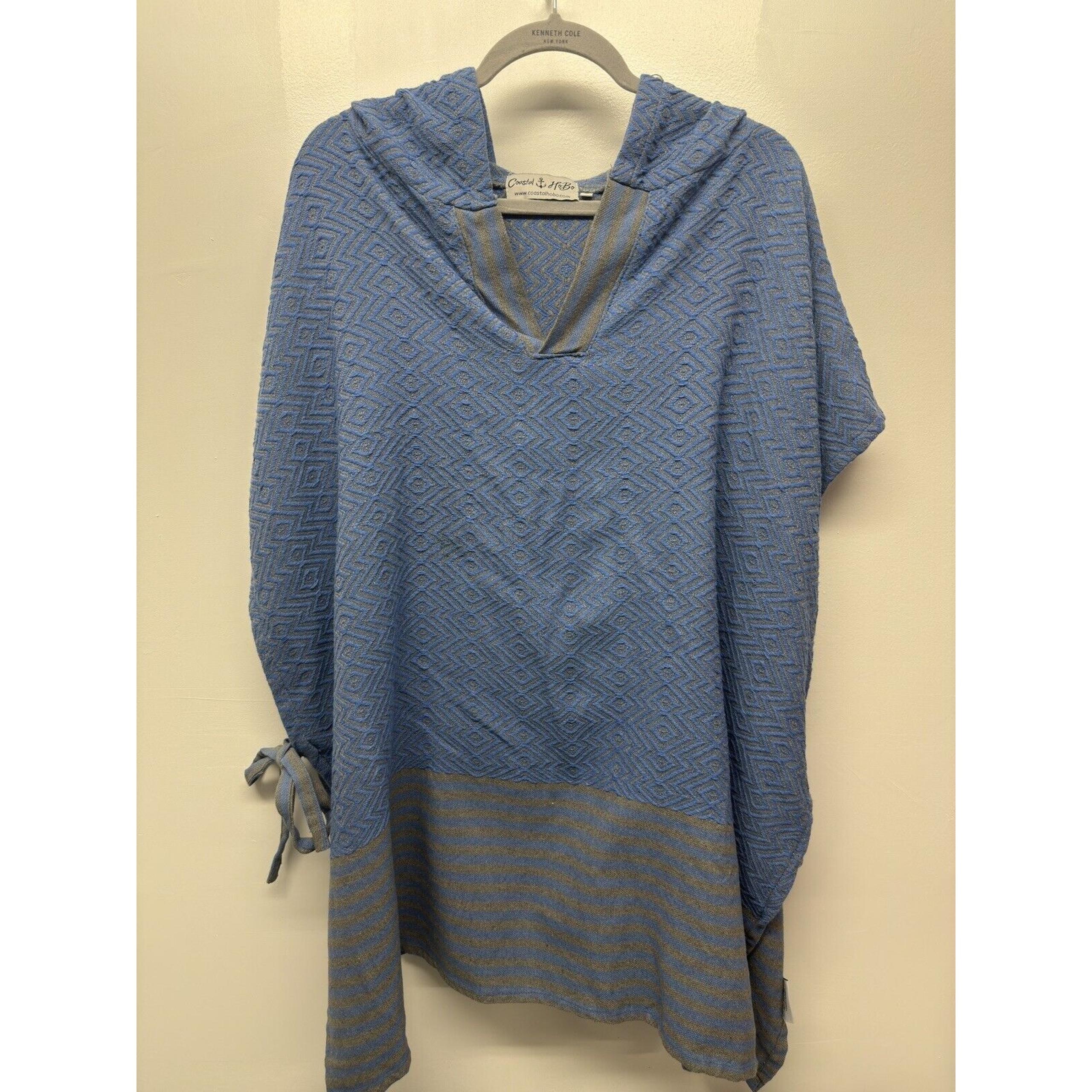 Hooded Poncho Turkish Cotton Beach Robe Hooded Coastal Hobo Small /medium #43