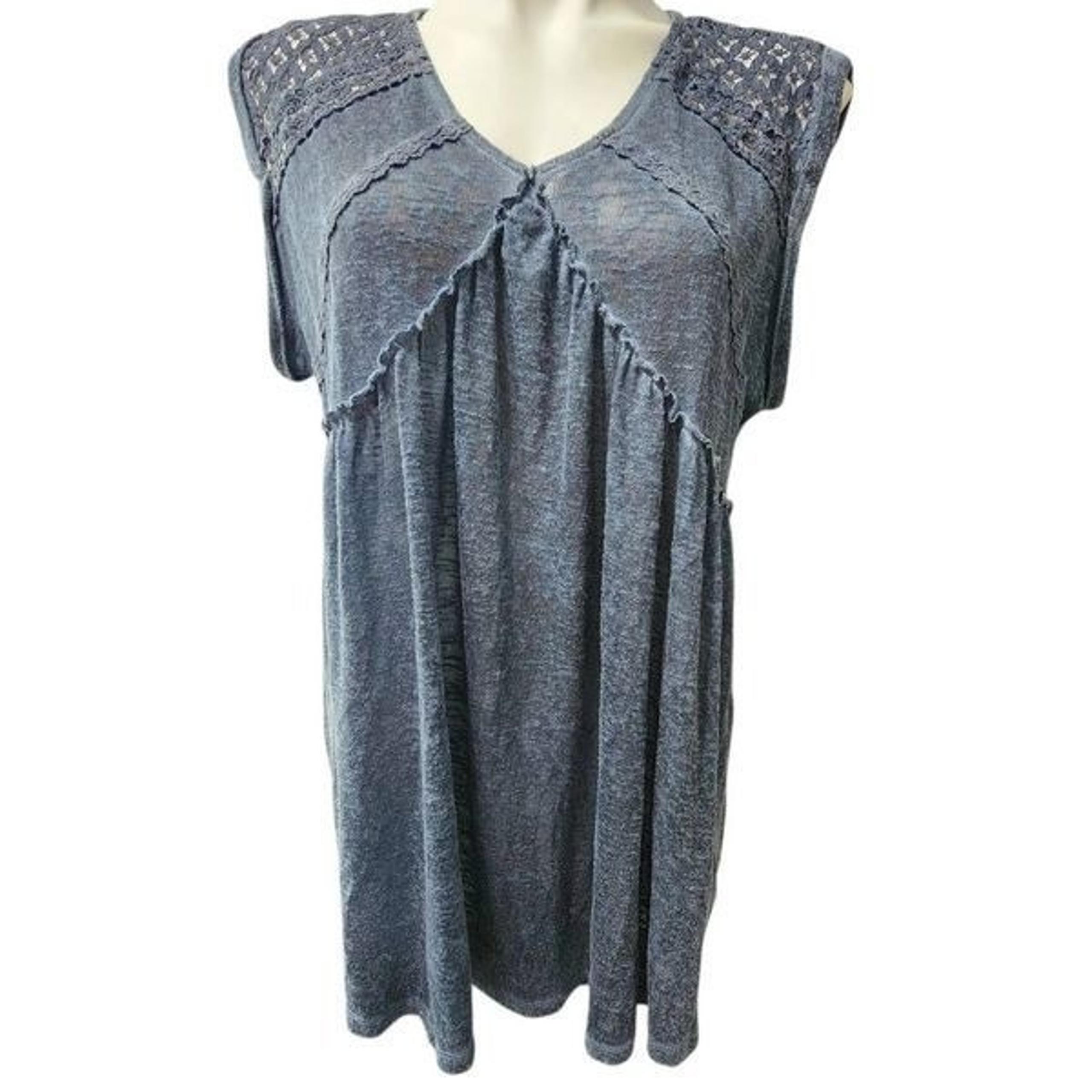 Cato blue boho sleeveless shirt tiered blue tunic size Large