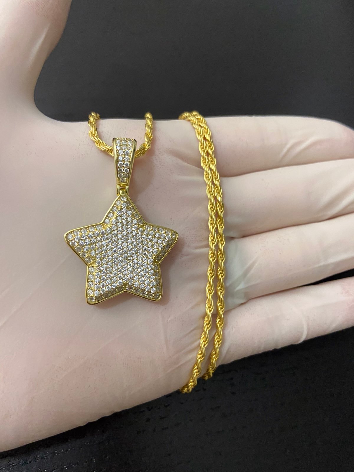 14k gold diamond star necklace