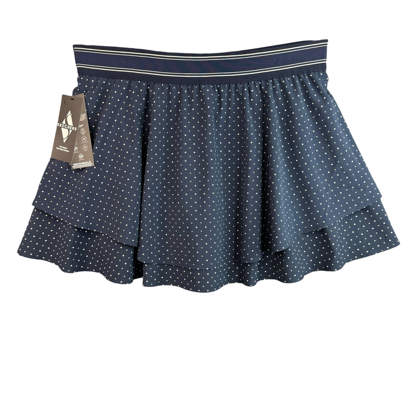 Skechers Mini Dot Layered Golf Skort Size 2XL White Navy Blue