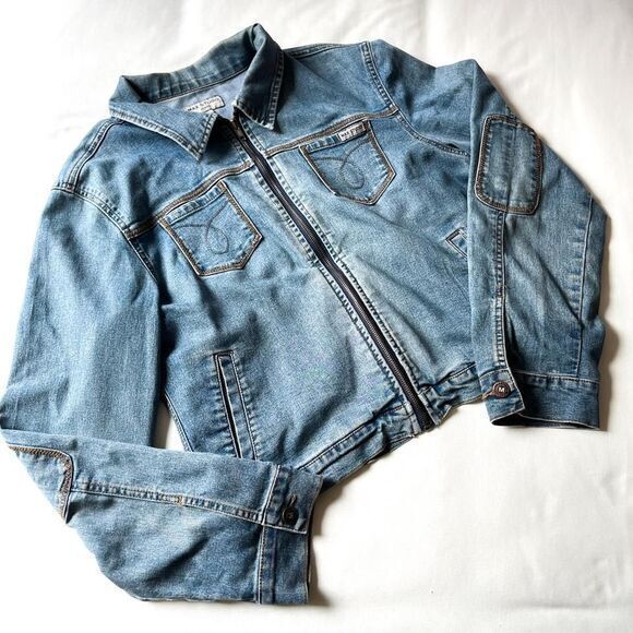 max studio jeans y2k jean jacket womens large