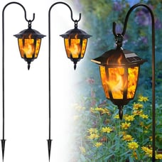 Solar Flame Hanging Lights Outdoor Flickering LED 2 Pack