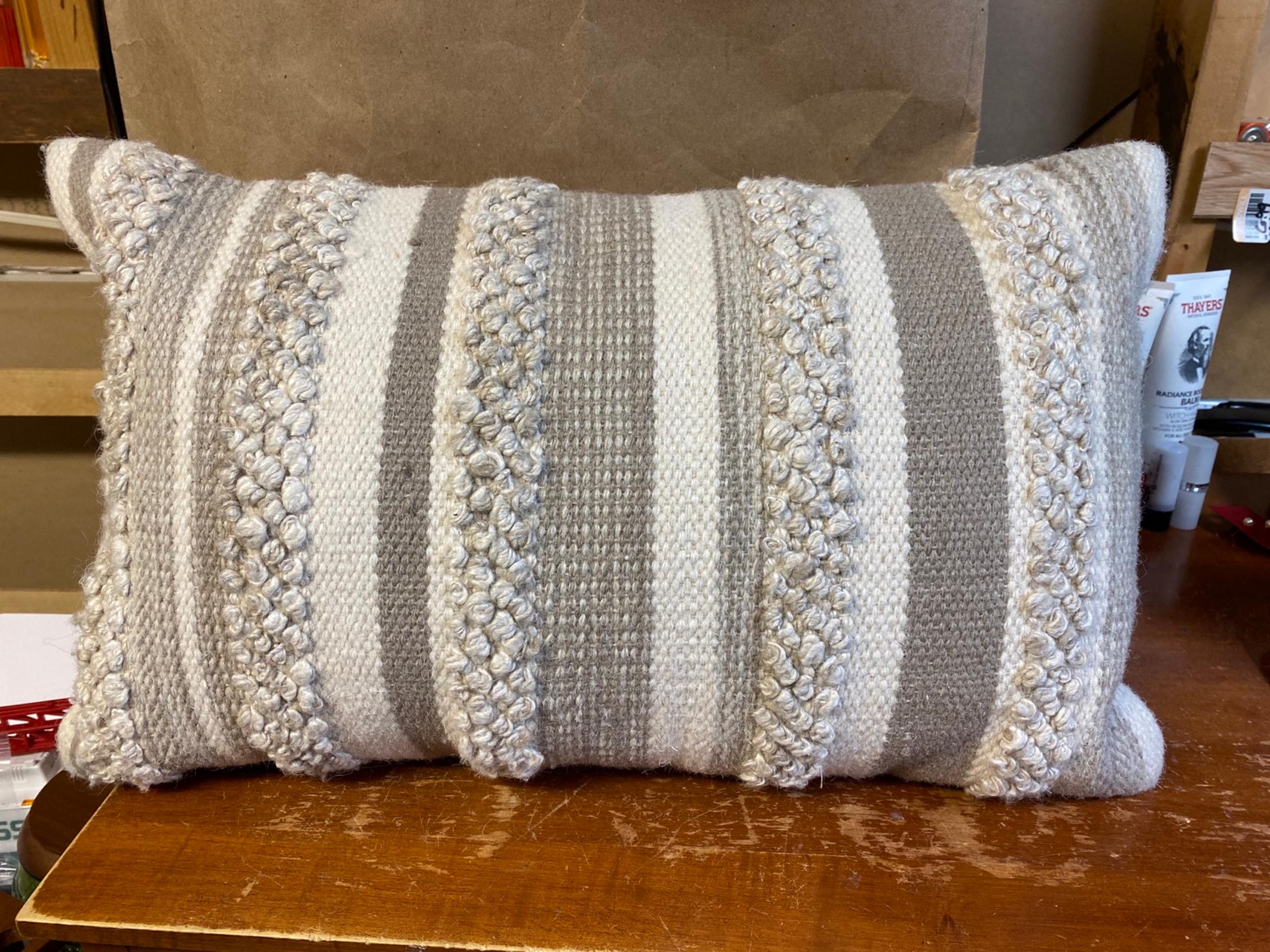 Magnolia Home Throw Pillow Wool Blend Boho Textured Stripes Joanna Gaines