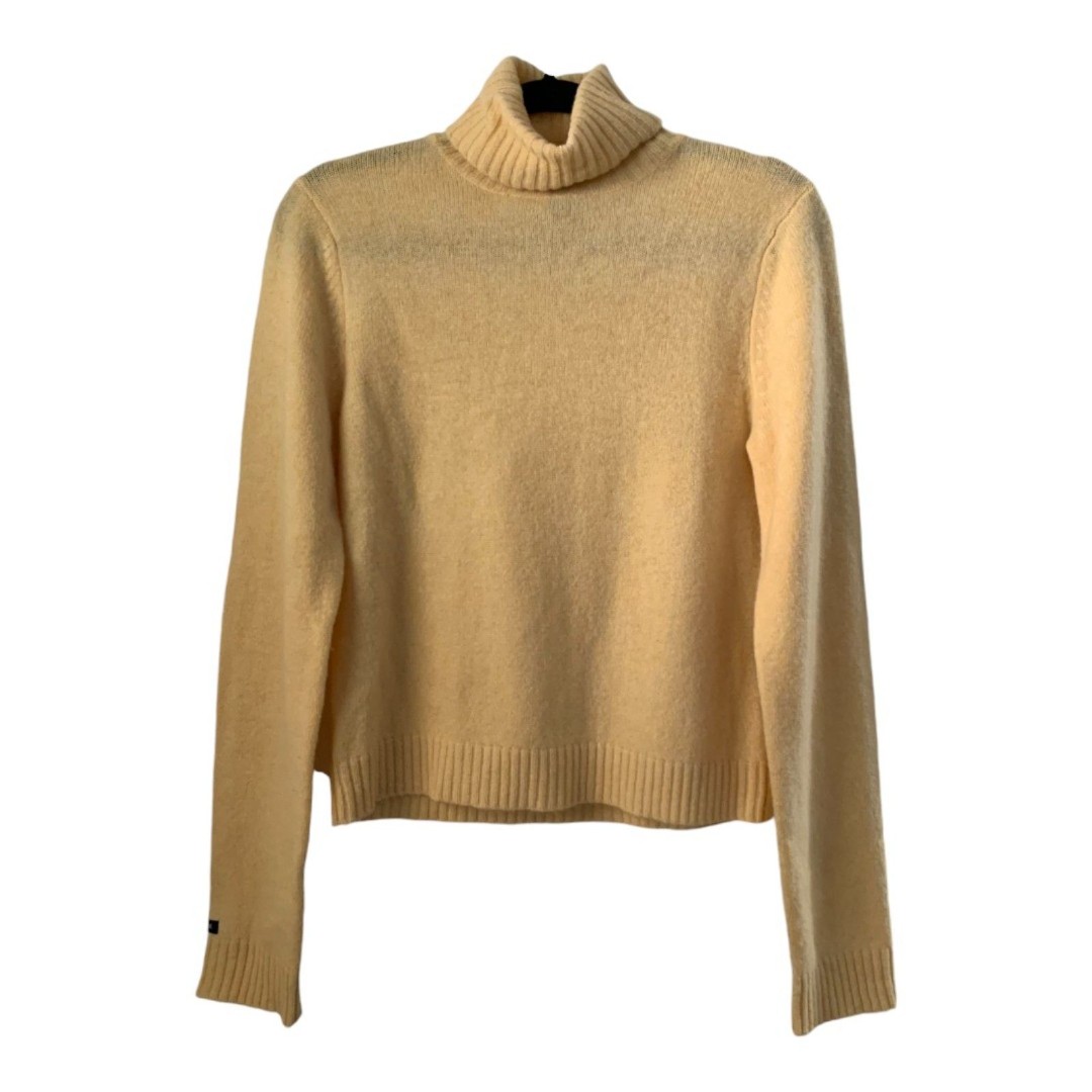 VINTAGE Abercrombie & Fitch yellow lambswool turtleneck sweater Y2K LARGE