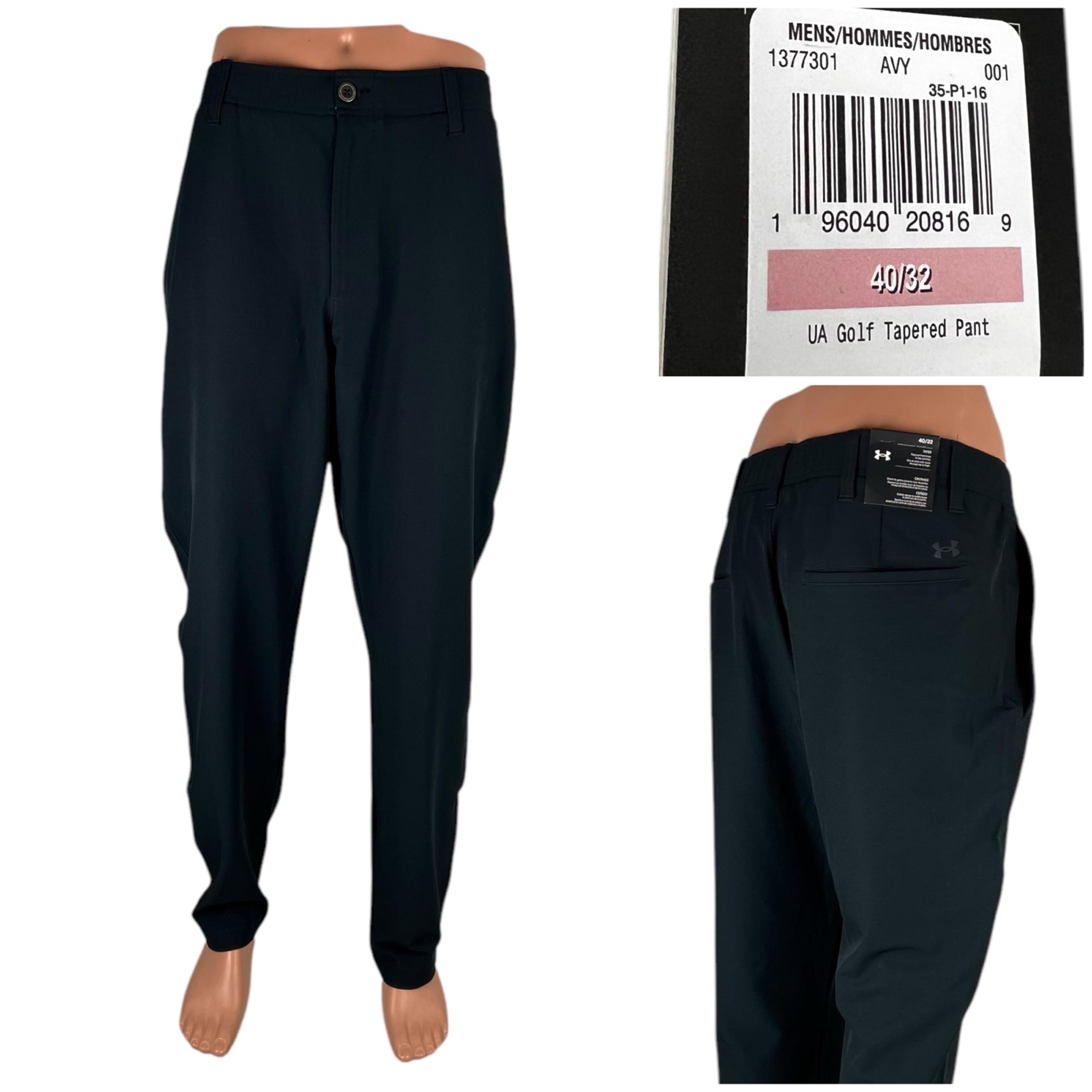 Under Armour Mens 40 X 32 Pants UA Golf Tapered Black 1377301 Stretch Casual NWT