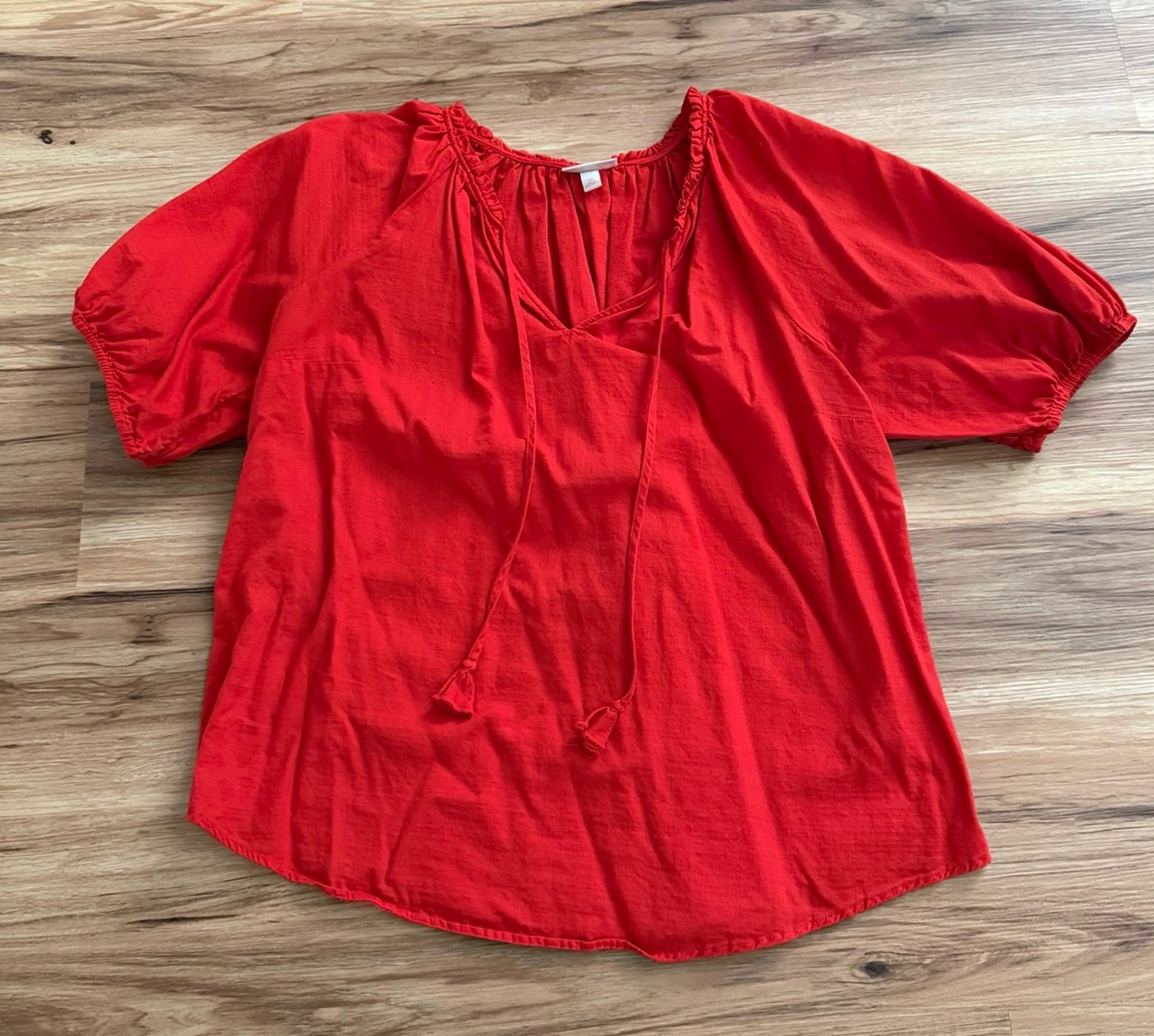 Women’s Knox Rose Red Orange Tassel Tie Top Blouse XXL 18