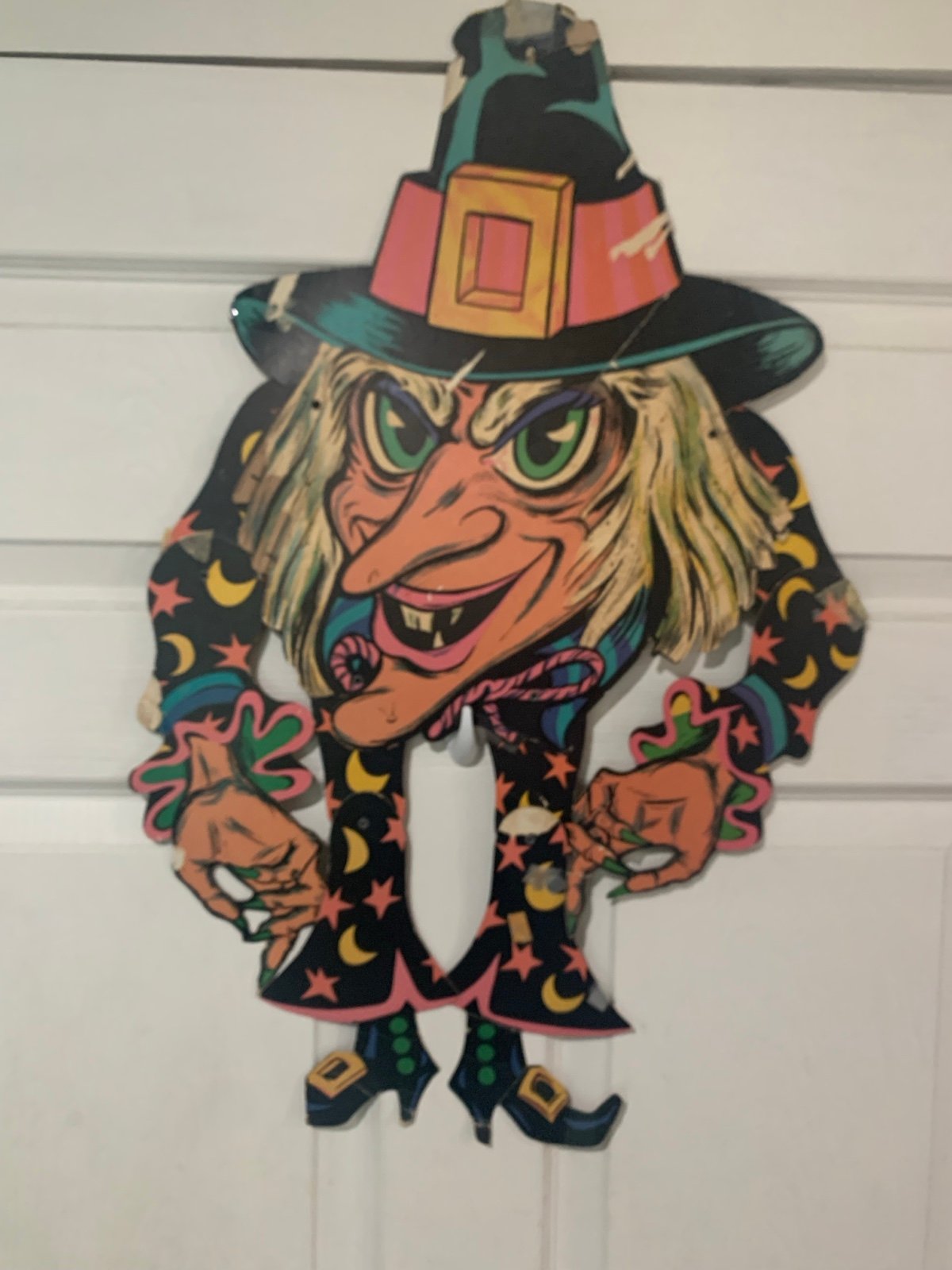 Beistle Witch Halloween Die Cut Decoration Jointed Vintage 1970s