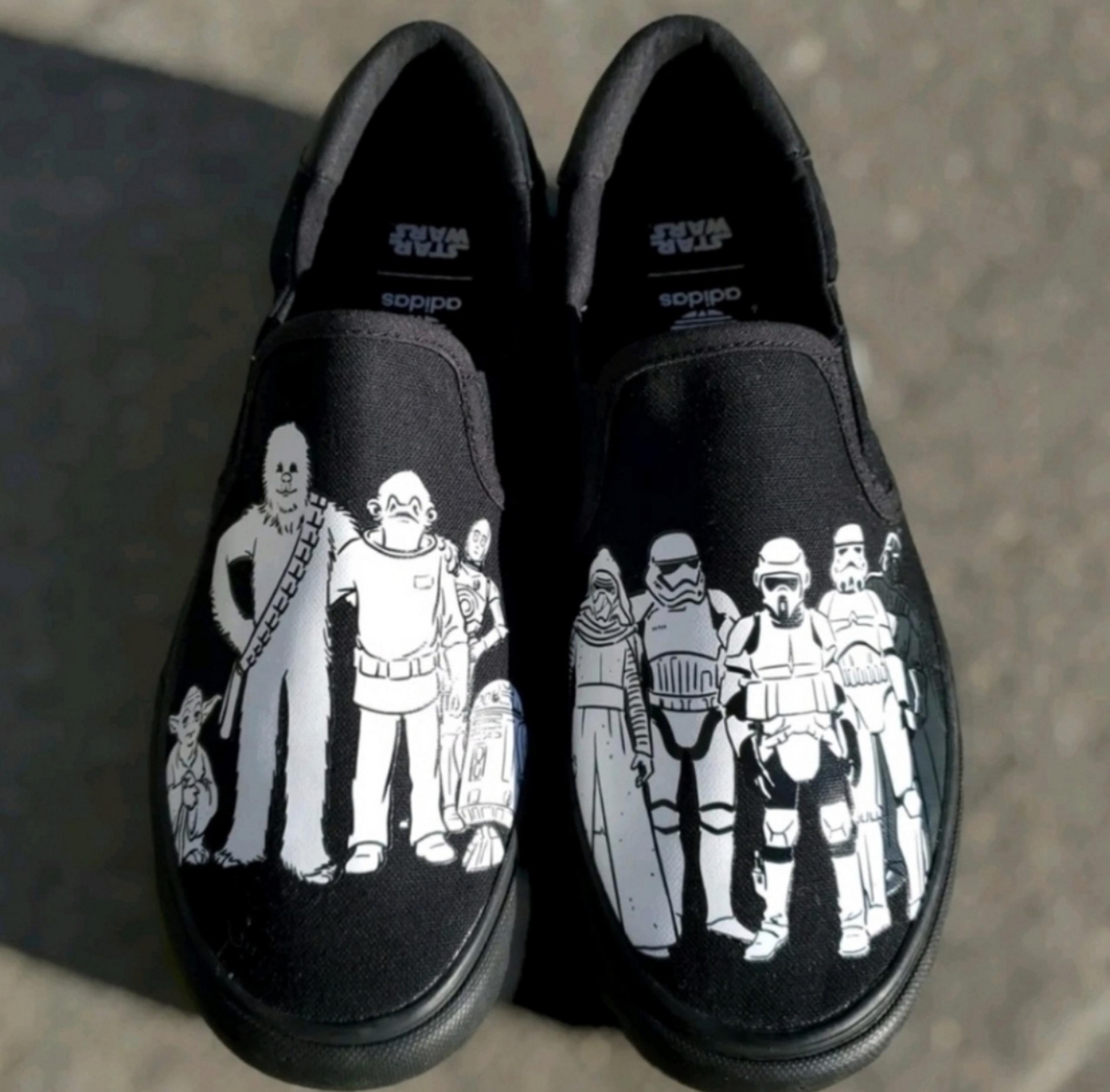 NWOT adidas x Star Wars Slip On Sneakers Men’s 7.5 Women’s 9 Black | White