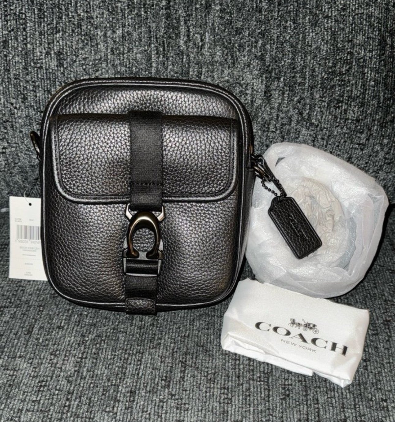 【BBYB】23SS★ Nov Unisex Large Messenger Coach Beck Crossbody Messenger Bag in Gunmetal/Black Soft