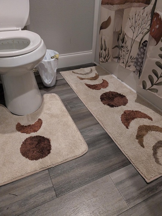 Bathroom Rugs Sets 3 Piece, Non-Slip Absorbent Moon Phases Bath Mats