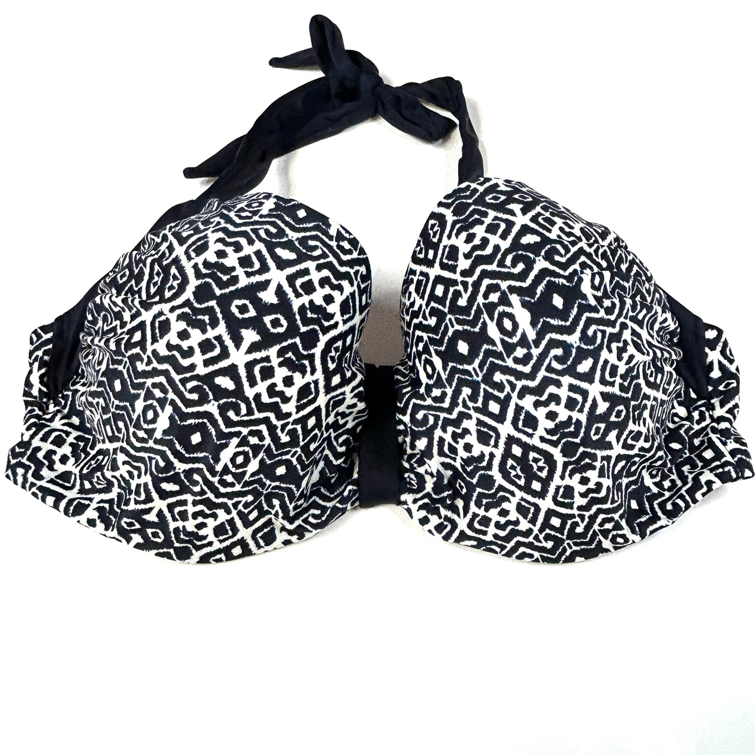 Panache Swim 38E 38DD Bikini Top Halter Blue White Sia SW1034 Underwire #2533