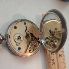 Vintage key wind probably 1940s running beautiful pocket watch 935 sterling silv