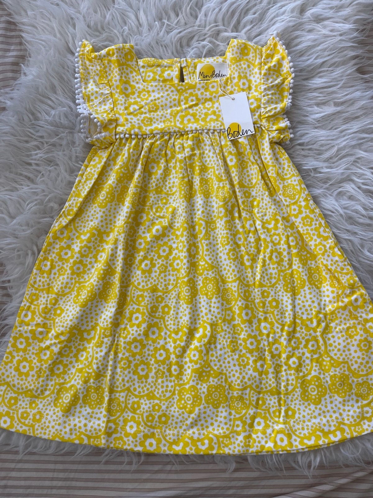 Mini Boden yellow floral dress 4-5Y