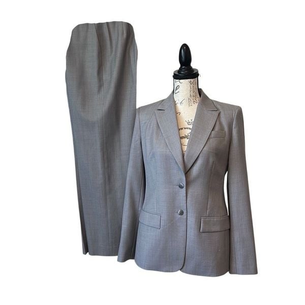 Ann Taylor LOFT Heather Grey Womens Suit Jacket 6 & Trousers 8