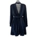 Anthropologie Dress Womens Medium Petite Blue Mini Jacquard High Collar Belted