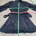 Anthropologie Dress Womens Medium Petite Blue Mini Jacquard High Collar Belted
