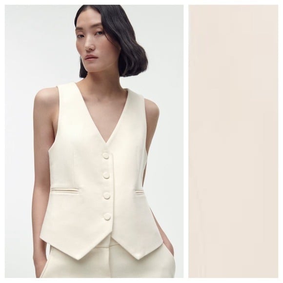 NWOT. Zara Cream Viscose Blend Slim Fit V-neck Waistcoat. Size XS.
