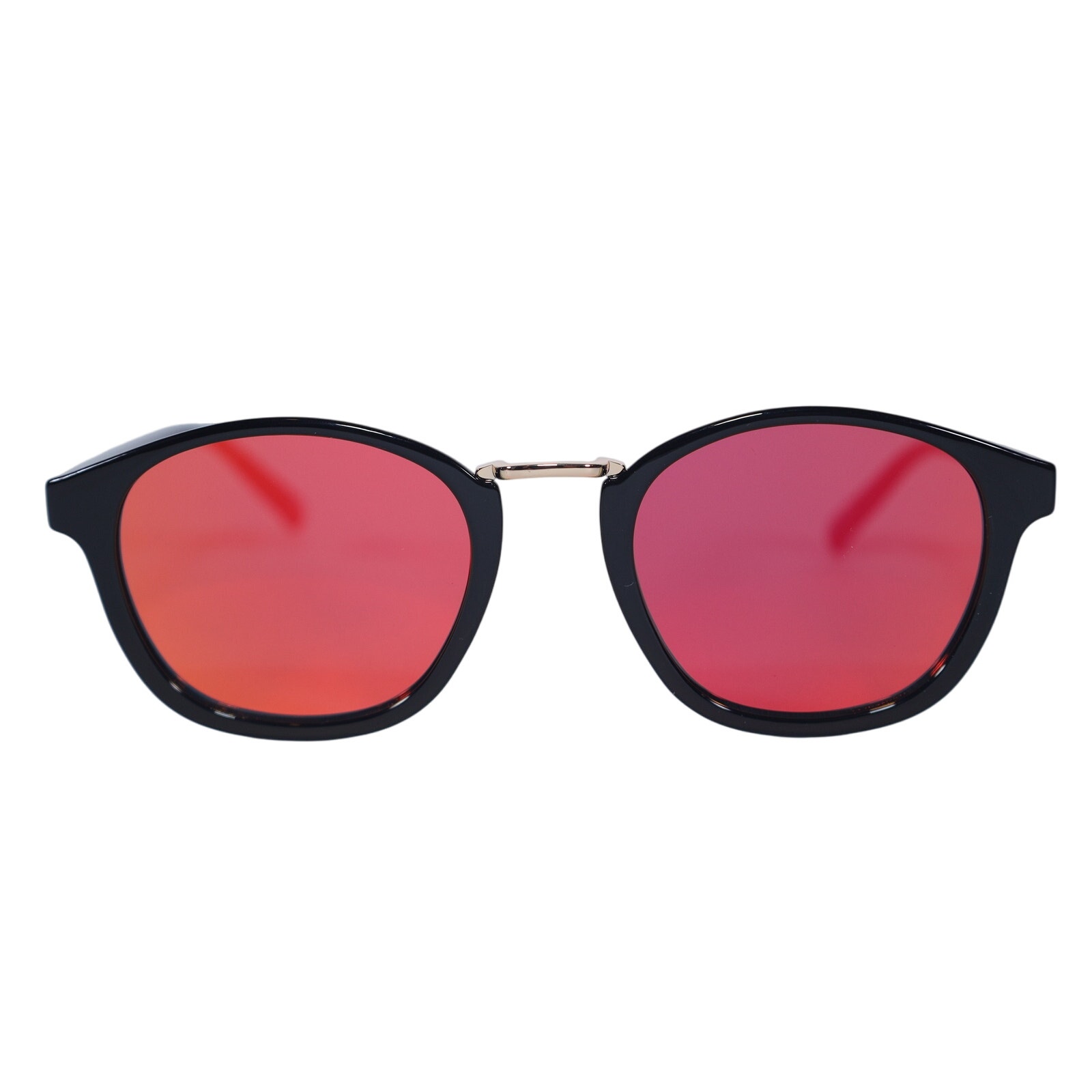 Le Specs Oblivion Round Mirror Sunglasses - Black / Fire Mirror - NWT