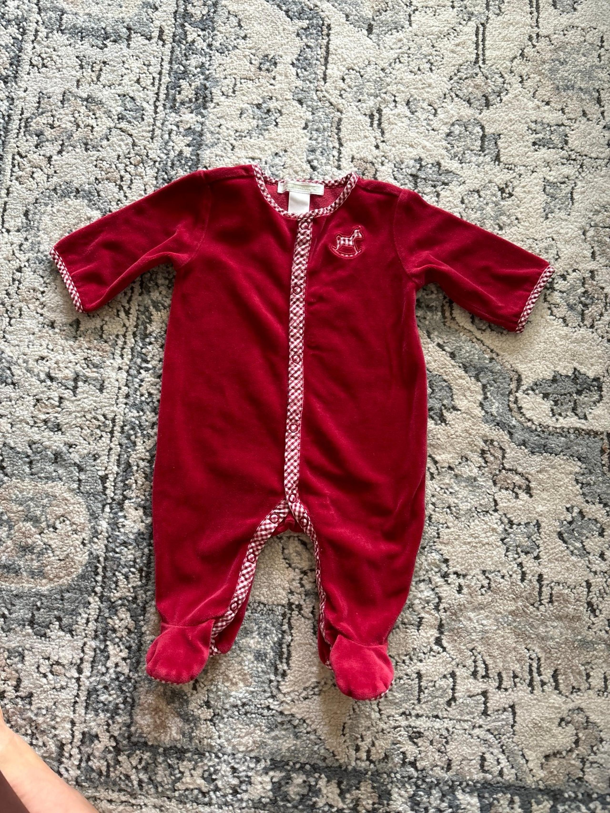 Janie & Jack red velvet gingham sleeper