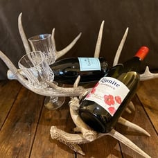 Real Antler 2 Wine Bottle and Glass Rack