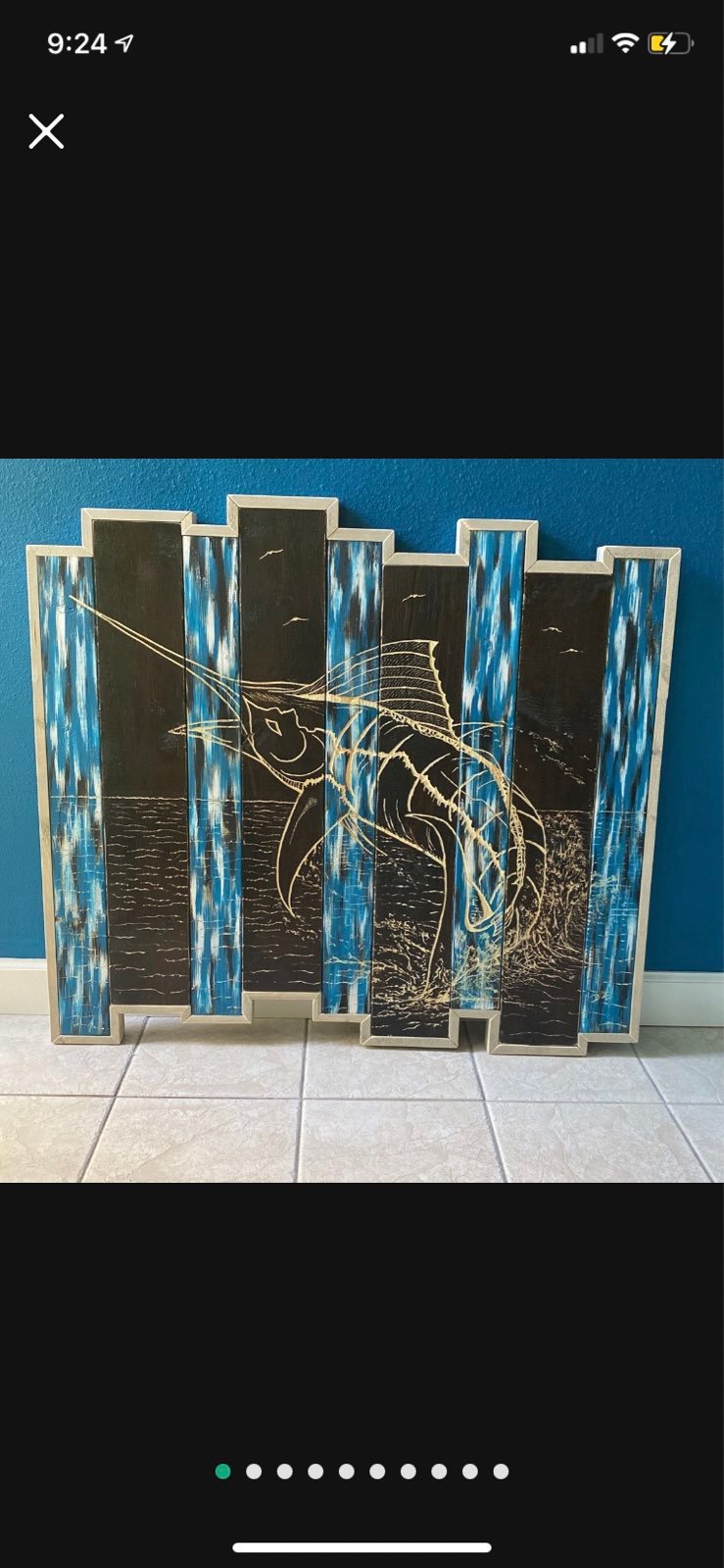 Handmade Black Marlin Custom wall art