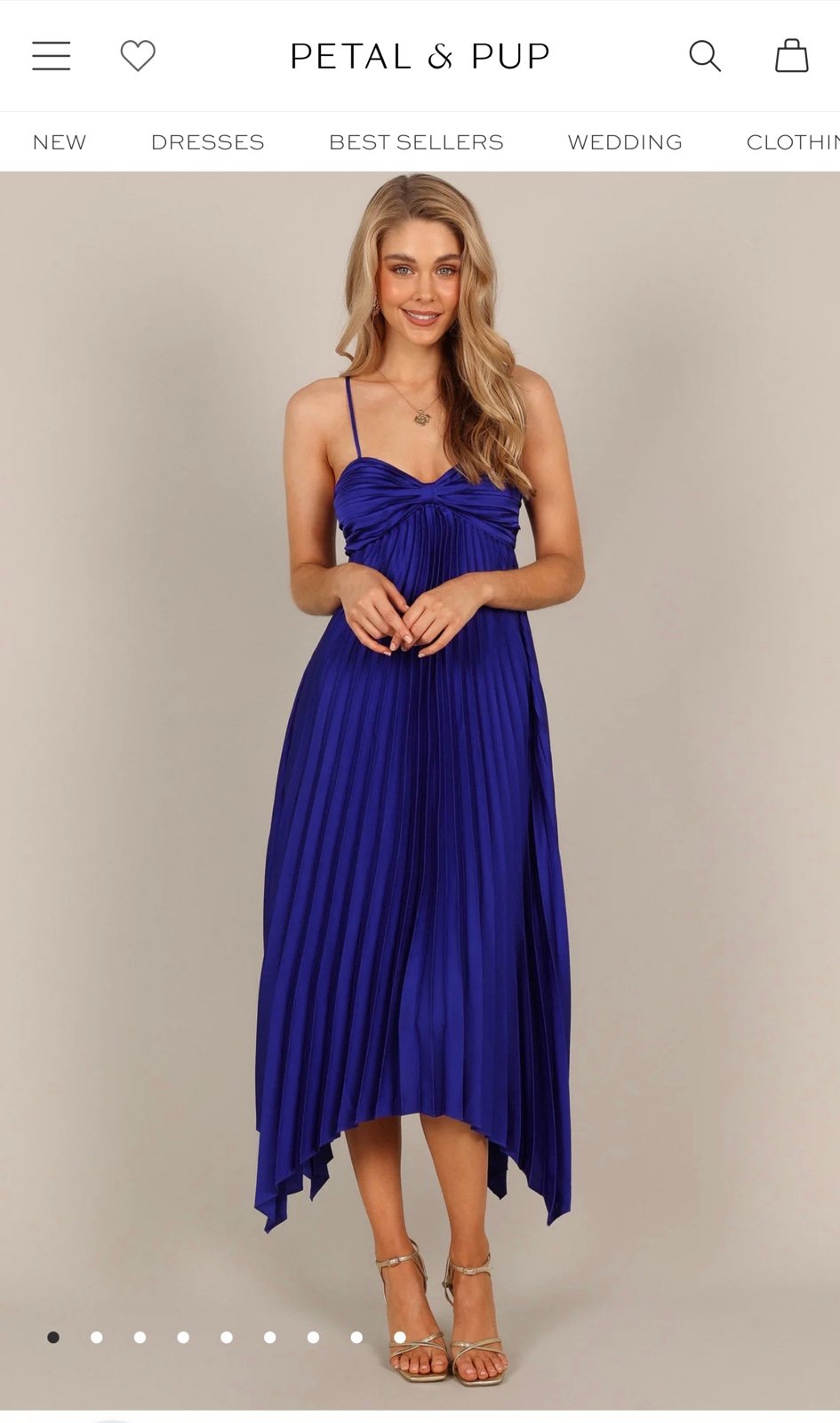 Petal & Pup Blue Pleated Maxi Dress