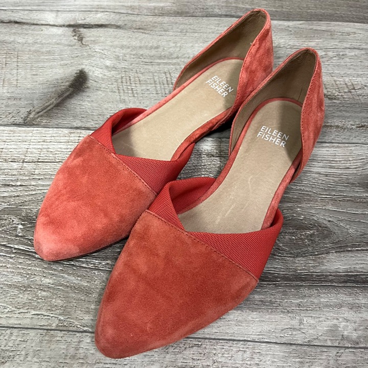 Eileen Fisher Asha Su Suede Leather Ballet Flats Peach Women’s Size 6.5