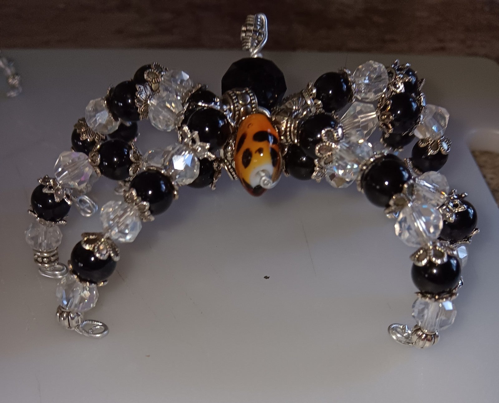 Genuine Onyx & Crystal Spider