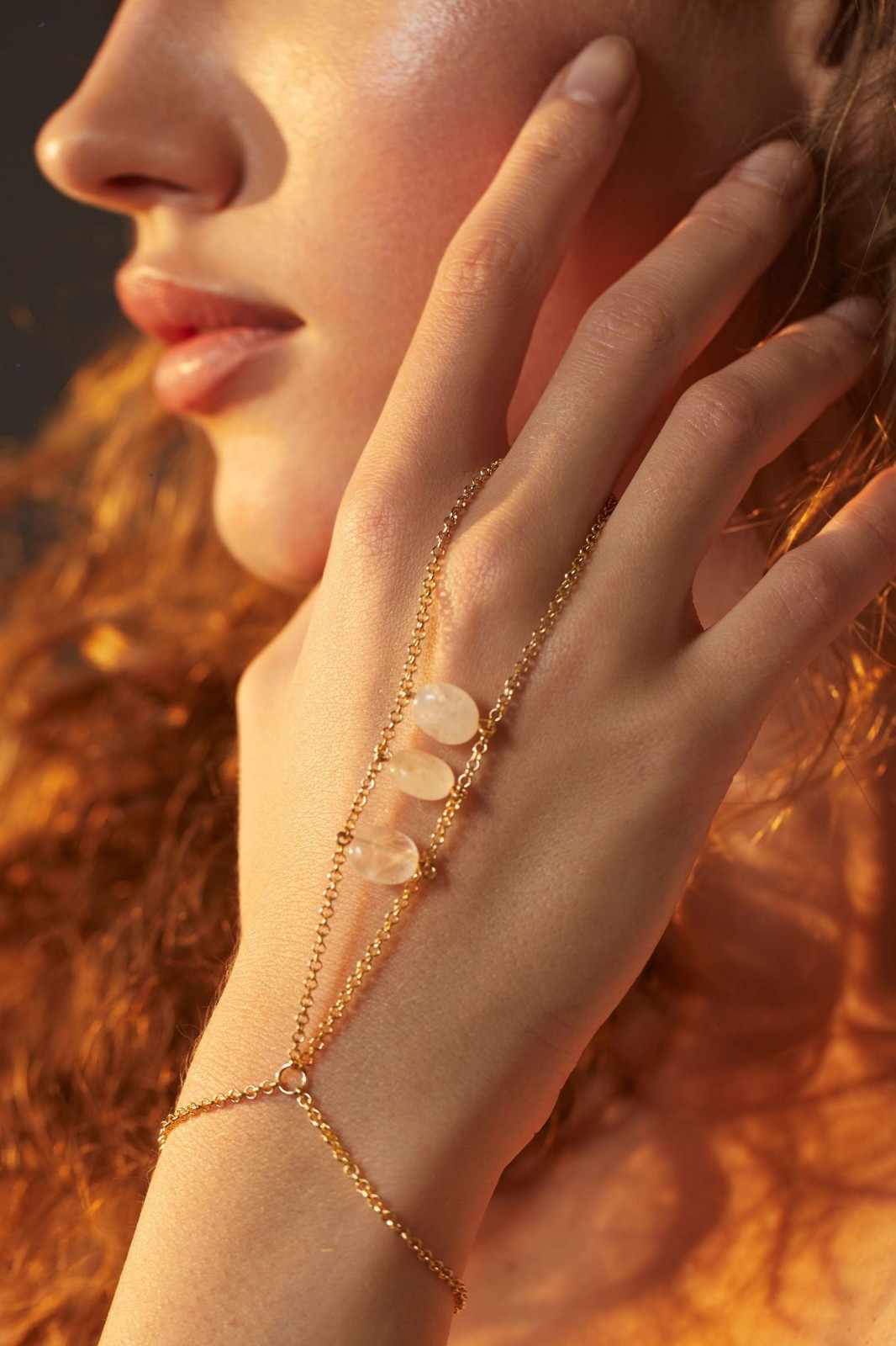 Free People Quartz Semi-Precious Stone Hand Chain