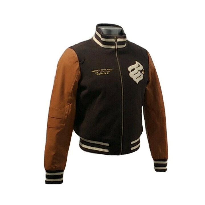 ROCAWEAR Varsity Sport Jacket Wool Brown Caramel Mens Large