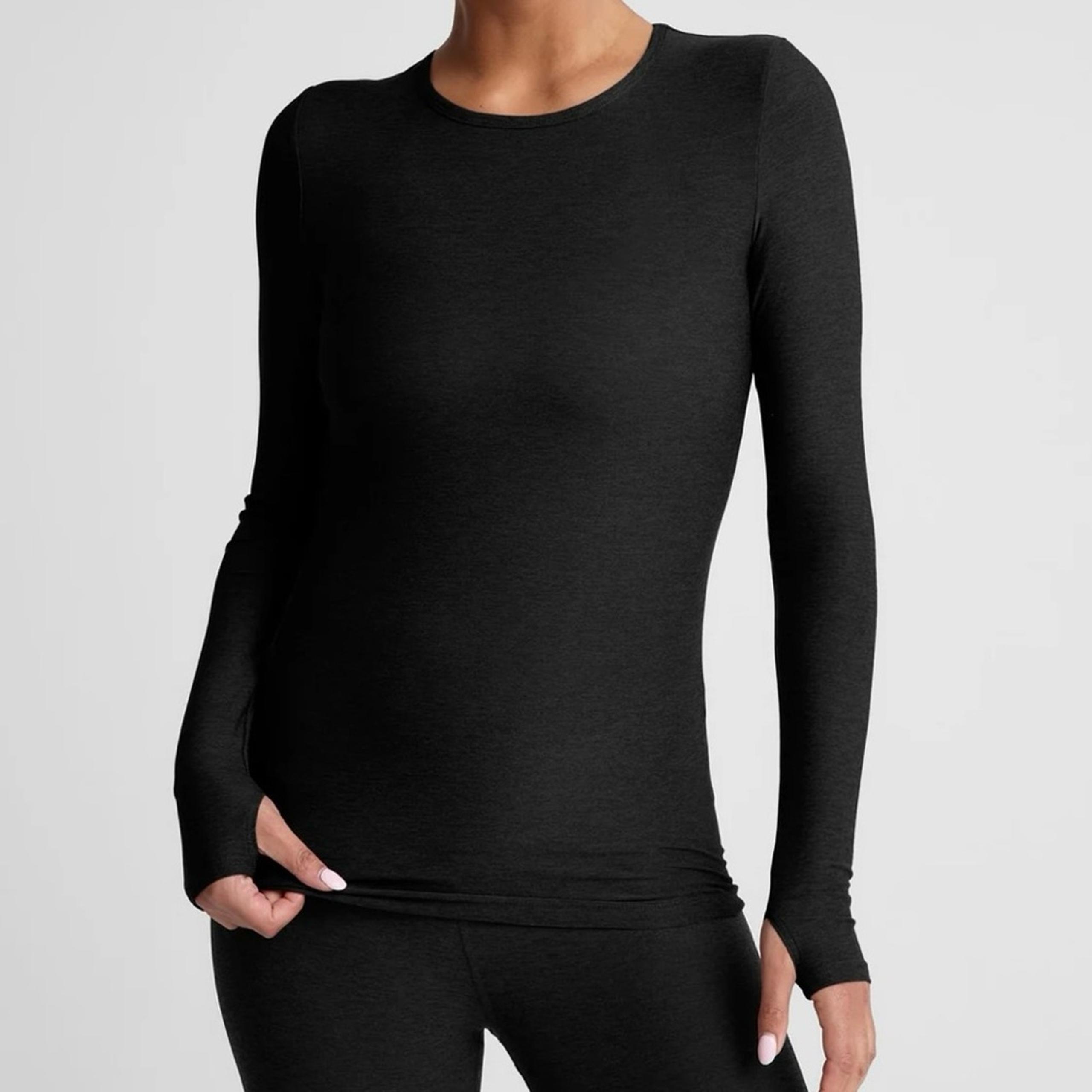BEYOND YOGA Darkest Night Featherweight Classic Crew Pullover Long Sleeve Size M