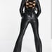 Black leather look high waisted pants