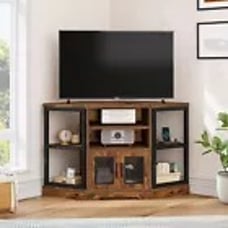 Rustic Corner TV Stand Entertainment Center Media Console with Charging Station