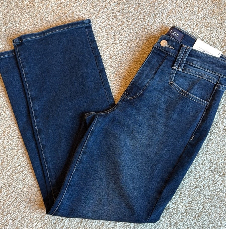 NYDJ Women's relaxed fit straight leg wonderland blue navy denim jean
