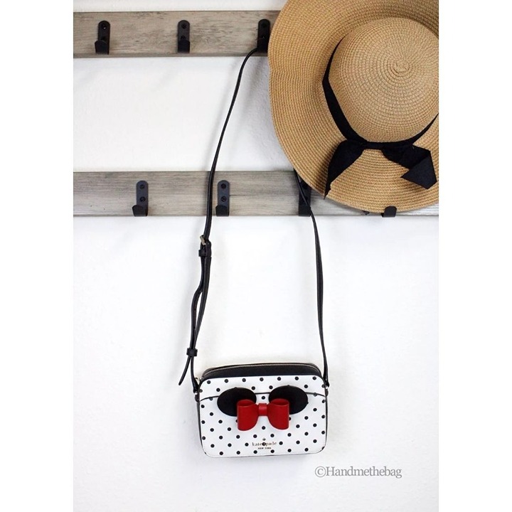 NEW Kate Spade X Disney Minnie Mouse Camera Bag Polka Dot Printed PVC Crossbody
