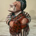 Vintage Uzbek Ceramic Figurine Man with a Snake