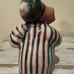 Vintage Uzbek Ceramic Figurine Man with a Snake