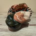 Vintage Uzbek Ceramic Figurine Man with a Snake