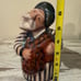 Vintage Uzbek Ceramic Figurine Man with a Snake