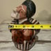 Vintage Uzbek Ceramic Figurine Man with a Snake