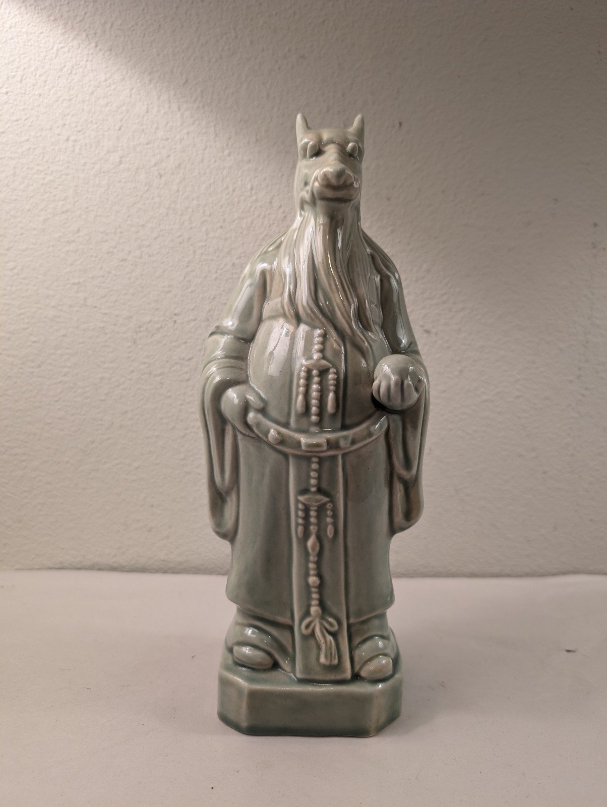 Vintage Old Chinese Porcelain Celadon Zodiac Dragon Figurine 11