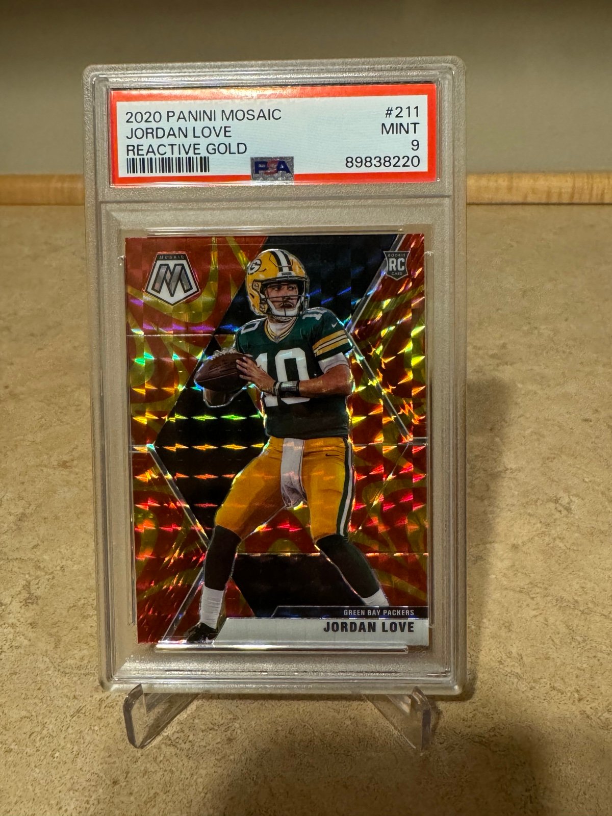 Jordan Love 2020 Panini Mosaic Reactive Gold PSA 9 (RC)