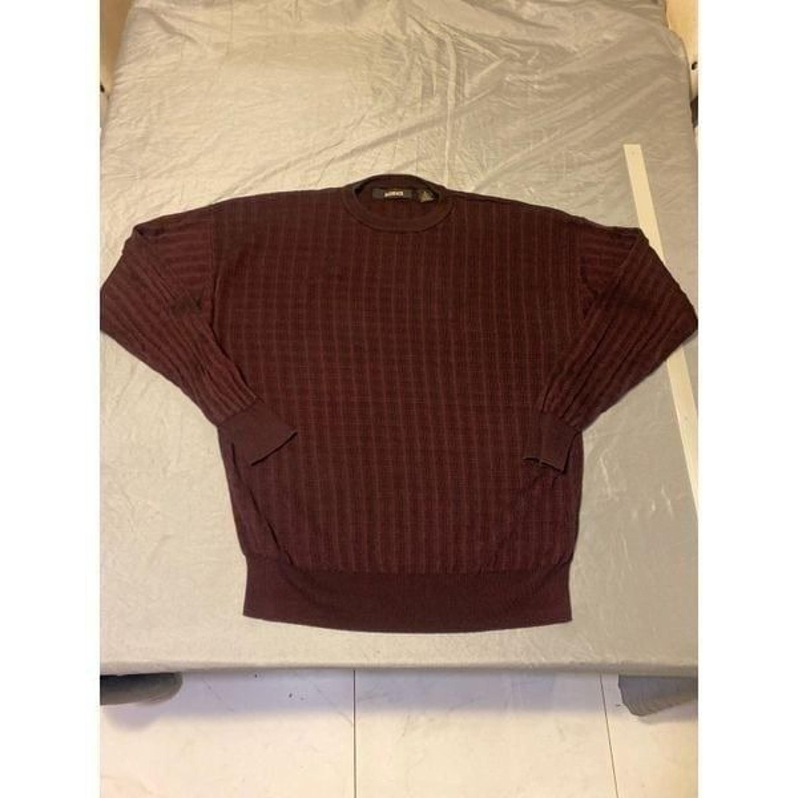 Vintage Bachrach Sweater Mens Extra Large Maroon Crewneck Cotton Rayon Blend