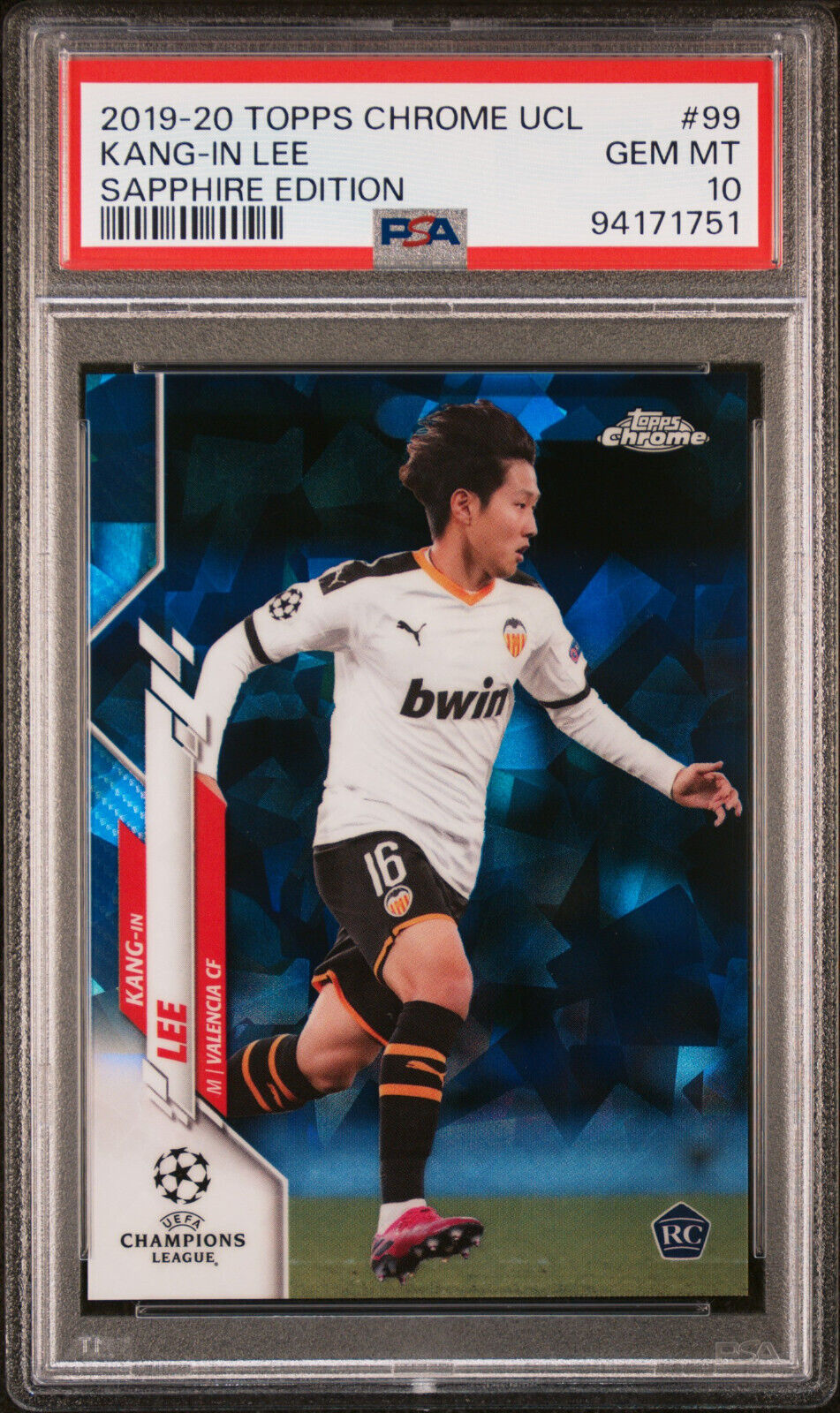 2019-20 Topps Chrome UCL Kang-In Lee #99 Sapphire Edition Rookie RC PSA 10 GM MT