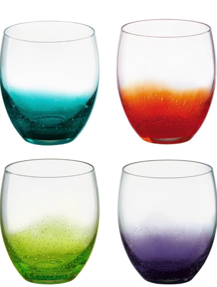 Anton Studio Multicolor Bubble Wine Glass Fizz DOF Tumblers Set of 4 Glasses